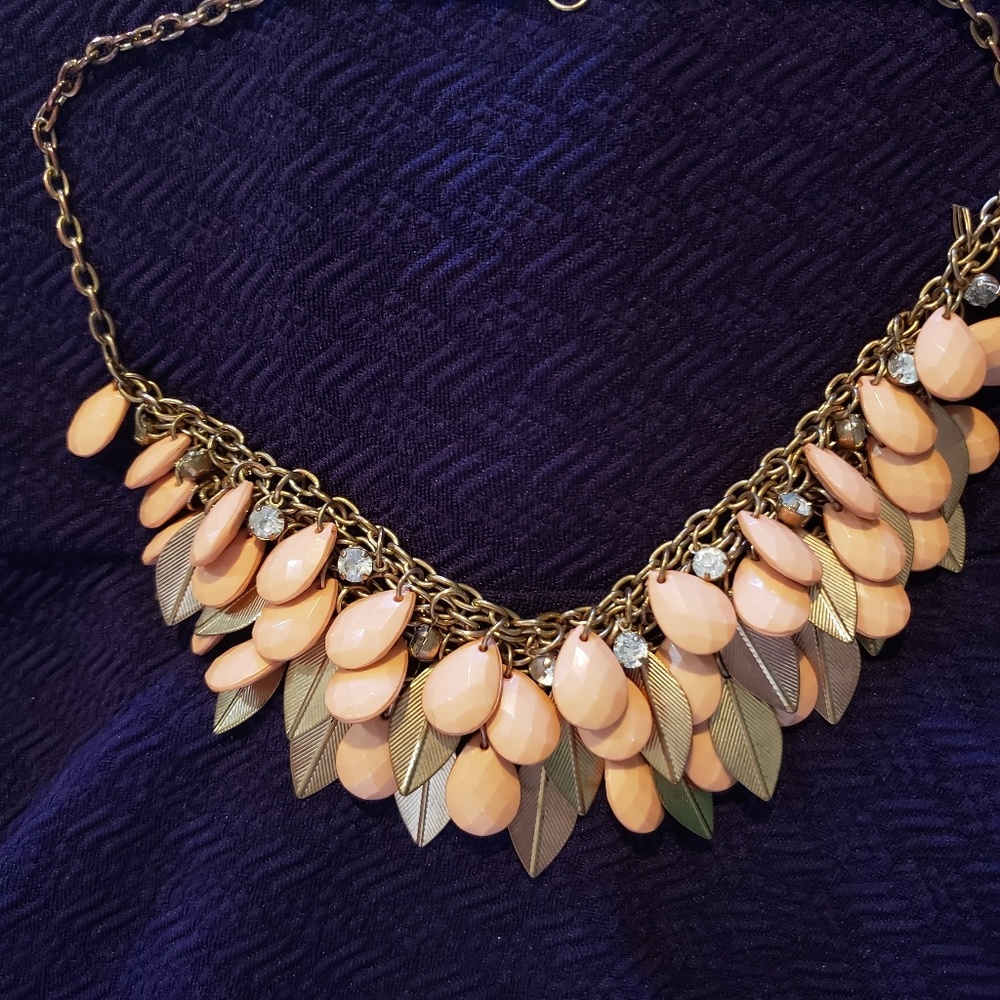 3/$20 Copper and light peach statement necklace